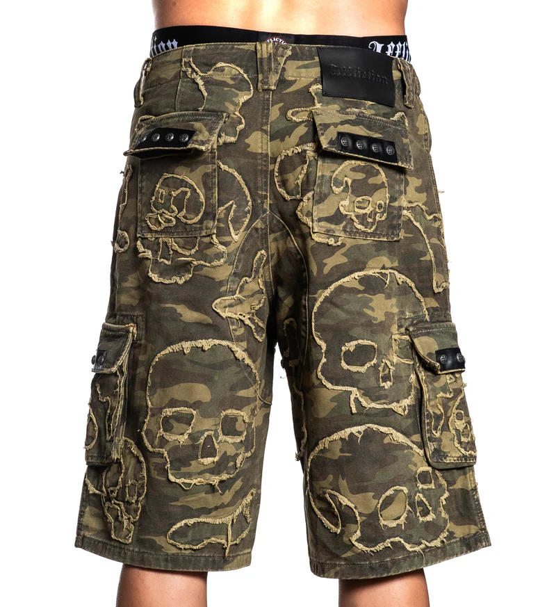 Wide Leg Skull Camo Short