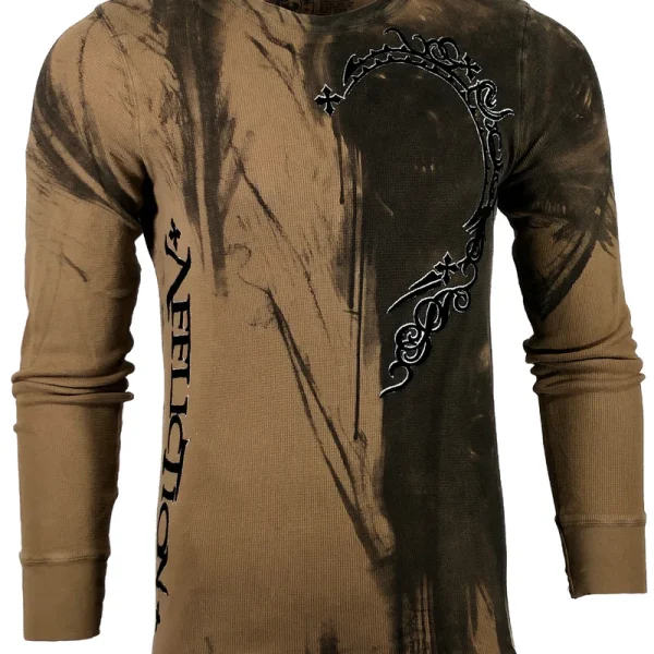 AFFLICTION Men's Long Sleeve Thermal Shirt DARK NIGHT