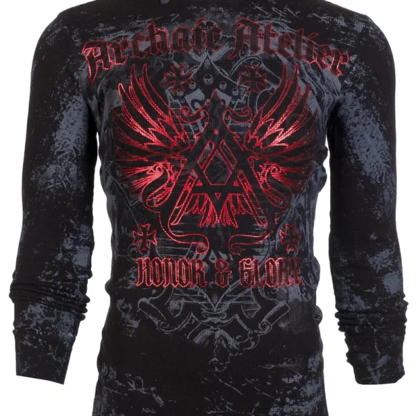 Archaic By Affliction Mens Long Sleeve Thermal Shirt ACHILLES Crewneck