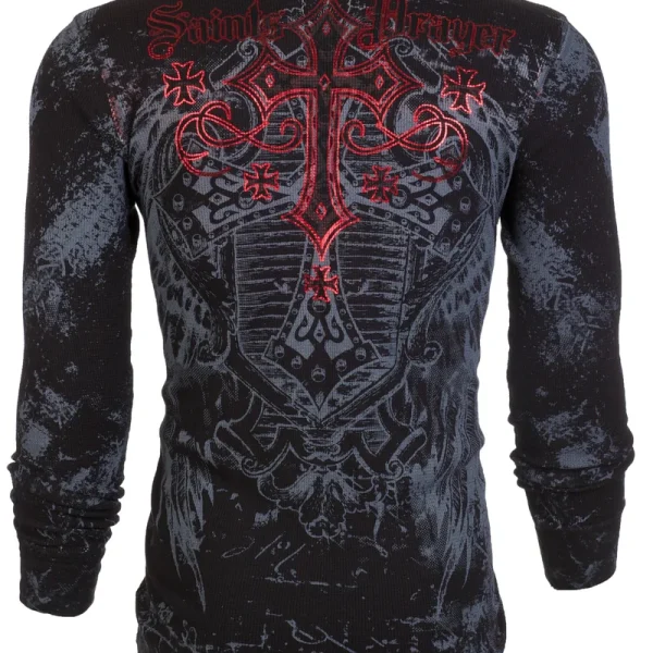 Archaic By Affliction Mens Long Sleeve Thermal Shirt ACHILLES Crewneck